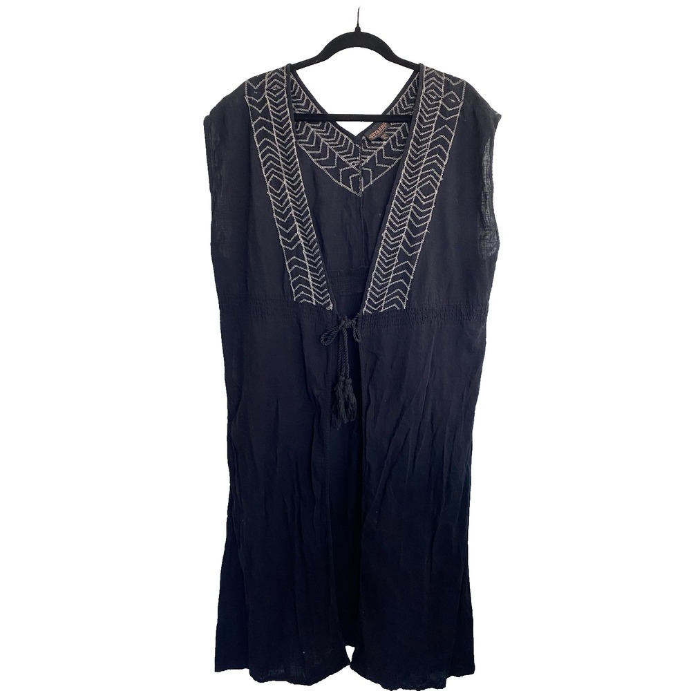 Shyanne Black‎ XL Embroidered  Western Kimono Boho Duster Cowgirl Beach Coverup